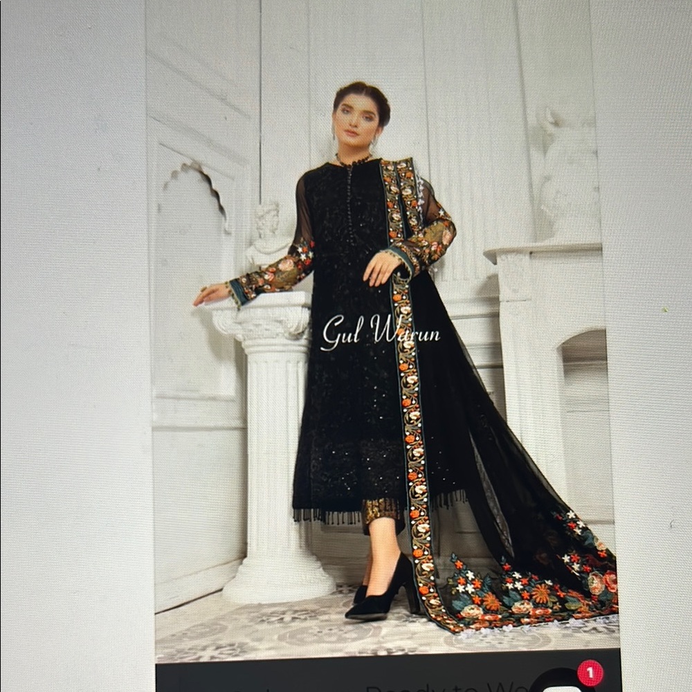 Black Embroidered Women's Dress